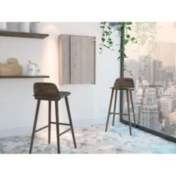 FM Furniture Dalton Foldable Floating Desk With 7 Shelf Divisions - Light Gray