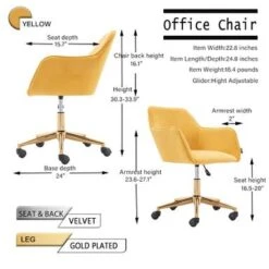 Modern Adjustable Height 360 Revolving Home Office Chair - 24.8*22.8*33.9INCH - Yellow -Office Storage Sales 01b69767 17b7 4e68 b859 5cd9fc77a47a