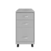 Space Solutions 18" Deep 3 Drawer Mobile Metal Cabinet, Arctic Silver - Silver - Letter