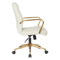 Ave Six Baldwin Mid-Back Faux Leather Chair With Gold Finish Arms And Base - Saddle -Office Storage Sales 01fbe2da cdd8 4a09 bb6e 743e98fc36e5