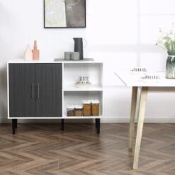 HOMCOM Buffet Cabinet, Storage Sideboard With Adjustable Shelf, Free Standing 2-Door Kitchen Cupboard, Hallway, Grey - Grey - Legal