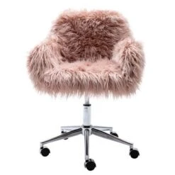Modern Faux Fur Home Office Chair, Fluffy Chair For Girls, Makeup Vanity Chair With Gold / Silver Plating Base - White -Office Storage Sales 02361272 13a0 4789 bc48 15d6c239ea7b