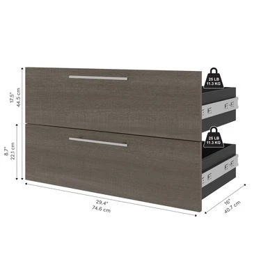 Orion 2 Drawer Set For 30W Tall Storage Shelf By Bestar - White/Walnut Grey 18 Orion 2 Drawer Set For 30W Tall Storage Shelf By Bestar - White/Walnut Grey - Image 18