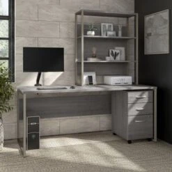 Hybrid 72W Computer Desk Set With Mount By Bush Business Furniture - Storm Gray -Office Storage Sales 04e8e6c1 4fa3 46c2 91b8 3ce05d41ef59