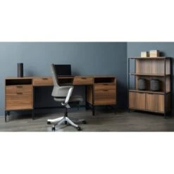 Rye Studio Sarah Walnut Wood Home Desk With Drawers - Walnut Finish - Walnut -Office Storage Sales 0594e148 8a60 4d86 9af6 c71df2493095
