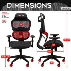 RTA Products RTATS36CRED /AIRFLEX Cool Mesh Gaming Chair - Red -Office Storage Sales 06607787 1ab6 4429 9475 718e2490a81c