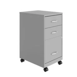 Space Solutions 18" Deep 3 Drawer Mobile Metal Cabinet, Arctic Silver - Silver - Letter -Office Storage Sales 06999464 ea70 4016 834f 446ce6719e41