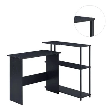 Wooden Writing Desk With Side Shelf - Antique White And Black 11 Wooden Writing Desk With Side Shelf - Antique White And Black - Image 11