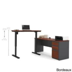 Bestar Prestige L-Desk Including Electric Height Adjustable Table - Bark Gray & Slate -Office Storage Sales 08e8e786 2613 410d b8ee c2fb1ebc75d2
