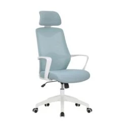 Porthos Home Cory Swivel Office Chair, Tall Mesh Back, Height Adjustable Seat - Blue