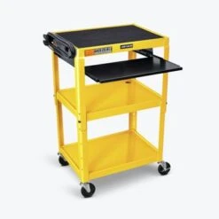 Luxor Adjustable Height Yellow Metal A/V Cart W/ Pullout Keyboard Tray - Yellow