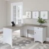 Salinas L-shaped Storage Desk By Bush Furniture - Shiplap Gray/Pure White