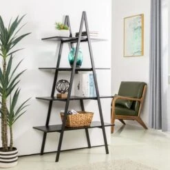 Glitzhome Casual 3-5 Tier Etagere Storage Bookcase Ladder Bookshelf - Black-3.5FT-H Shape -Office Storage Sales 0cb19736 8591 4c06 b897 2d68fb89e22f