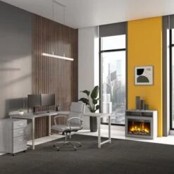 400 Series 32W Electric Fireplace By Bush Business Furniture - Storm Gray -Office Storage Sales 0da3bbe7 fb41 41ec a4ef 5ddb4ba46246