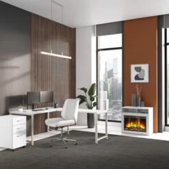 400 Series 32W Electric Fireplace By Bush Business Furniture - White -Office Storage Sales 0dd7f788 4624 42f9 996e 952bd4d81647