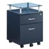 Porch & Den Capilano Glass Top Rolling File Cabinet - Graphite