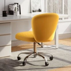 Corvus Velvet Armless Adjustable Swivel Home Office Chair - Blue -Office Storage Sales 0f9adfeb 2f21 4fd7 b14a 99b99c60027d