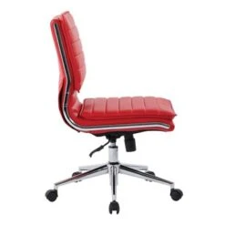 Armless Mid Back Professional Managers Faux Leather Chair With Chrome Base - Red -Office Storage Sales 0faa6256 776d 47d7 9193 16ca2ebac3b0