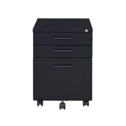 Wooden File Cabinet With 3 Drawers - Black