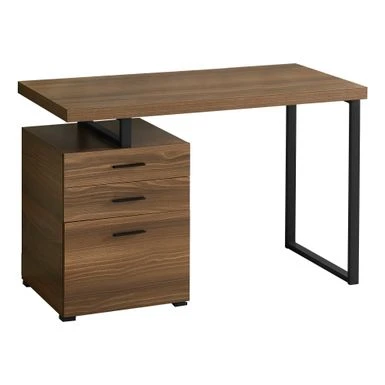 Computer Desk/ Home Office/ Laptop/ Left/ Right Set-up/ Storage Drawers/ 48"L/ Work/ Metal/ Laminate/ Walnut/ Black/ Contemporary/ Modern 2 Computer Desk/ Home Office/ Laptop/ Left/ Right Set-up/ Storage Drawers/ 48"L/ Work/ Metal/ Laminate/ Walnut/ Black/ Contemporary/ Modern - Image 2