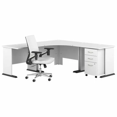 Studio A Corner Gaming Desk And Chair Set By Bush Business Furniture - White 2 Studio A Corner Gaming Desk And Chair Set By Bush Business Furniture - White - Image 2
