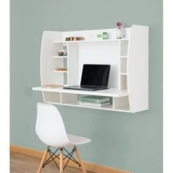 Copper Grove Cainari Wall-mounted Laptop Office Desk With Shelves - White -Office Storage Sales 1373e628 633c 4594 8f25 414cee2bb59e