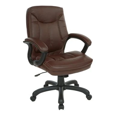 Executive Mid-Back Faux Leather Chair With Stitching - Black 4 Executive Mid-Back Faux Leather Chair With Stitching - Black - Image 4