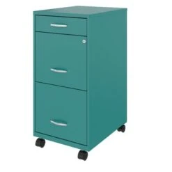Space Solutions 18" Deep 3 Drawer Mobile Metal File Cabinet, Teal - Green - Letter 6 Space Solutions 18" Deep 3 Drawer Mobile Metal File Cabinet, Teal - Green - Letter -Office Storage Sales 154d1b0a 02a9 4a95 b122 5df6fe484db5