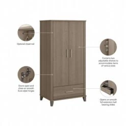 Somerset Tall Entryway Cabinet With Doors And Drawer By Bush Furniture - Fresh Walnut -Office Storage Sales 156d76df 99f5 48f1 bcbb 9912a8917a2d