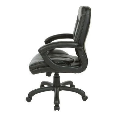 Executive Mid-Back Faux Leather Chair With Stitching - Black 9 Executive Mid-Back Faux Leather Chair With Stitching - Black - Image 9
