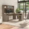 Cabot 72W L Shaped Desk With Hutch And Storage By Bush Furniture - Ash Gray