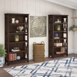 Key West 5 Shelf Bookcase Set By Bush Furniture - Shiplap Gray/Pure White -Office Storage Sales 1645b773 b8e3 4f4e a352 ad4b3ada2b41