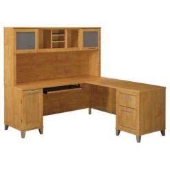 Somerset 71W L Shaped Desk With Hutch - Mocha Cherry -Office Storage Sales 1653fa88 18e3 4deb b251 ebf5f8103ce9