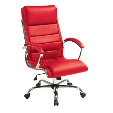 Executive Office Chair With Padded Arms In Faux Leather - Red 1 Executive Office Chair With Padded Arms In Faux Leather - Red