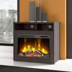 400 Series 32W Electric Fireplace By Bush Business Furniture - Storm Gray