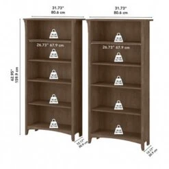 Salinas Tall 5-shelf Bookcase (Set Of 2) By Bush Furniture - Driftwood Gray -Office Storage Sales 17f66409 6ab1 453d 85a6 5442aa76cbcf