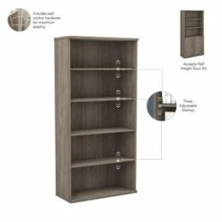 Hybrid Tall 5 Shelf Bookcase With Doors By Bush Business Furniture - Storm Gray -Office Storage Sales 18b79174 8896 4529 96da 68572963c9e6