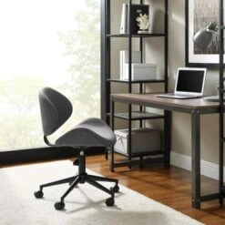 Madonna Mid-century Adjustable Office Chair By Corvus - Black - Walnut Finish -Office Storage Sales 1949f93b 4daa 4c8d 801a b994800a9644