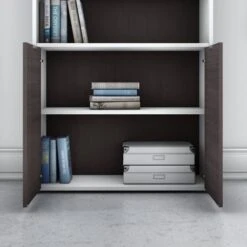 Jamestown 5 Shelf Bookcase With Doors By Bush Business Furniture - Storm Gray/White -Office Storage Sales 1a23c5f9 02cc 4451 83b9 d467e03a0fa3