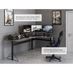 Jamesdar Core Powered L-shaped Computer Gaming Desk With Monitor Stand - Grey/Black 27 Jamesdar Core Powered L-shaped Computer Gaming Desk With Monitor Stand - Grey/Black -Office Storage Sales 1a33c3f0 3d0b 403b 91e6 26ef30d099b6