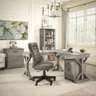 Homestead Farmhouse Lateral File Cabinet By Bush Furniture - Linen White Oak 3 Homestead Farmhouse Lateral File Cabinet By Bush Furniture - Linen White Oak - Image 3