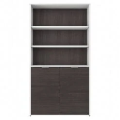 Jamestown 5 Shelf Bookcase With Doors By Bush Business Furniture - Storm Gray/White -Office Storage Sales 1cde789f bdc6 4921 b377 3aded10db260