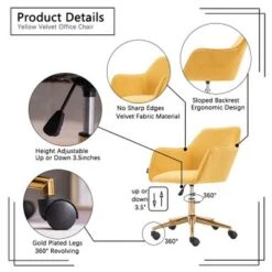 Modern Adjustable Height 360 Revolving Home Office Chair - 24.8*22.8*33.9INCH - Yellow -Office Storage Sales 1eb26532 39c1 407c 9a16 0e7e163f889c