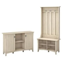 Salinas Entryway Storage Set With Hall Tree, Shoe Bench And Cabinet - White -Office Storage Sales 1f14d332 2eed 428c a839 f31c45e06d64