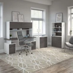 Jamestown 5 Shelf Bookcase With Doors By Bush Business Furniture - Storm Gray/White -Office Storage Sales 1fd48947 f7d5 4e91 ab4b 1737d2a3ebe0