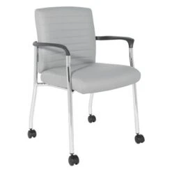 Guest Chair In Faux Leather With Carpet Casters - Black -Office Storage Sales 20713e6c 0566 41eb a49e 1e1f069bd00a
