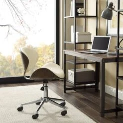 Madonna Mid-century Adjustable Office Chair By Corvus - Black - Walnut Finish -Office Storage Sales 239d31c9 c15c 4d0d 8cd1 49225921e97c