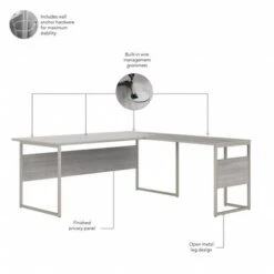 Hybrid 72W X 36D L Shaped Table Desk By Bush Business Furniture - Storm Gray -Office Storage Sales 250a51d3 24f7 4262 bec7 8125763413af