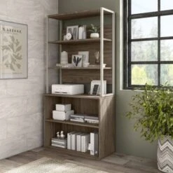 Hybrid Small 2 Shelf Bookcase By Bush Business Furniture - Platinum Gray -Office Storage Sales 25477158 fcc4 449c b161 b665d0ce2f6e