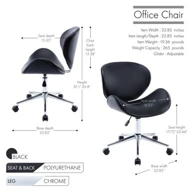 Porthos Home Rudi Office Chair, PU Or Fabric Or Velvet Upholstery, Chrome Legs - Grey Fabric 14 Porthos Home Rudi Office Chair, PU Or Fabric Or Velvet Upholstery, Chrome Legs - Grey Fabric - Image 14